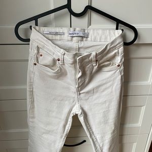 White denim flared jeans